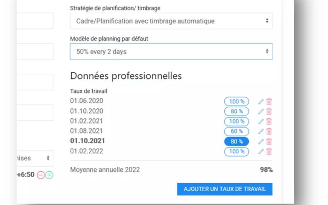 Changement taux